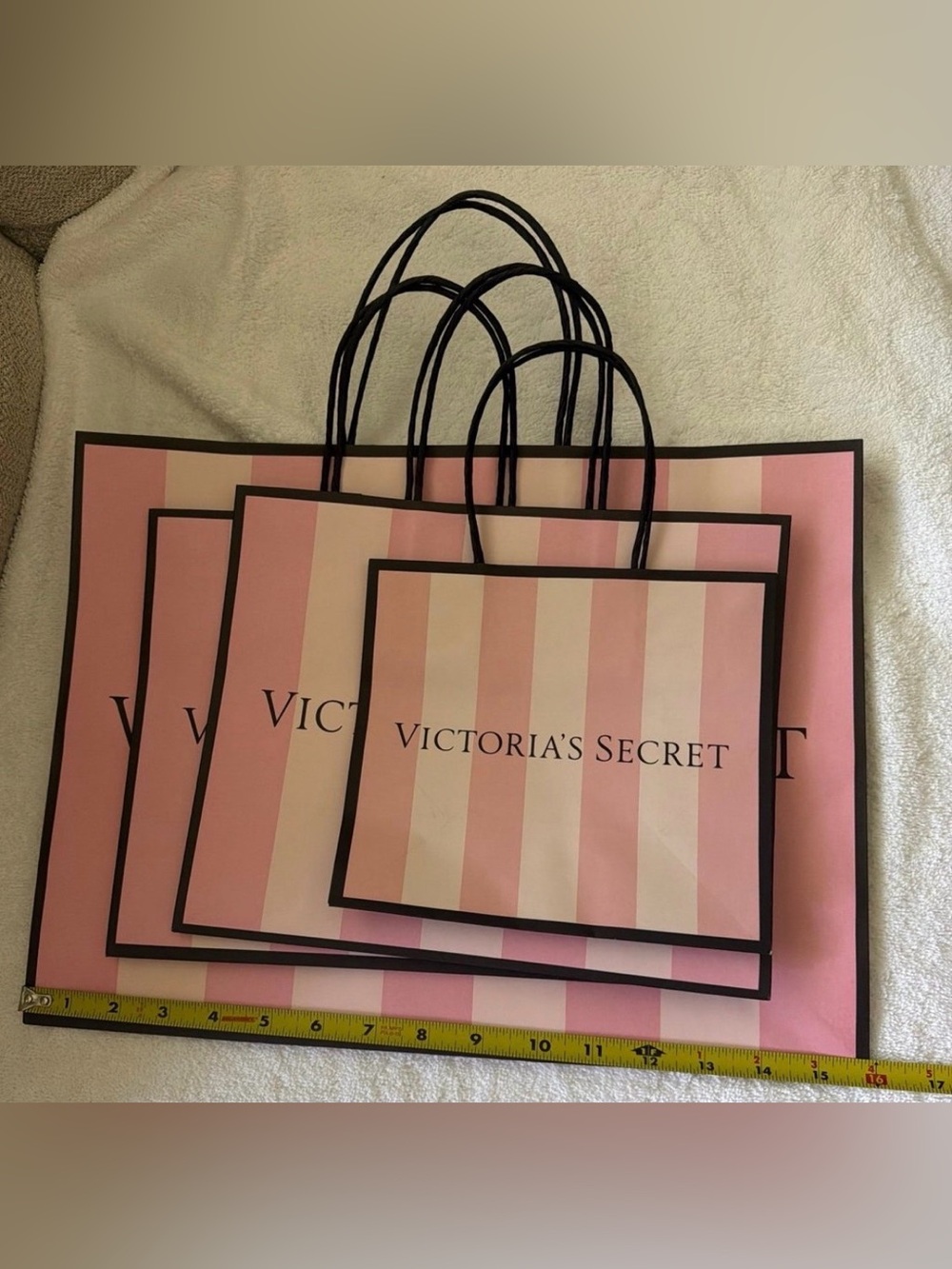 Victoria's Secret Pink & Light Pink Striped TBag Set 4